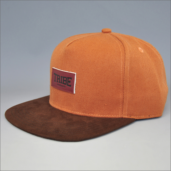 custom 5 panel flat suede brim caps