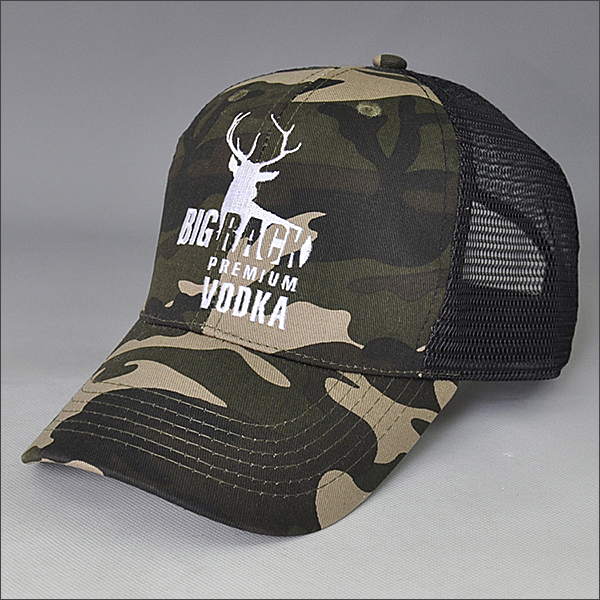 custom 6 panel camo mesh trucker hat