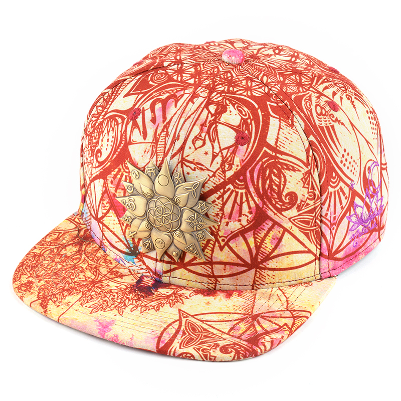 έθιμο επίπεδη μεταλλική πλάκα τυπωμένα καπέλα snapback