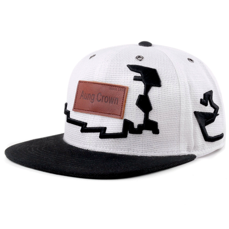 custom leather patch 6 panel mesh snapback hats
