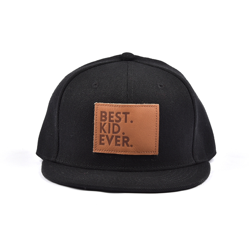 custom leather patch baby black snapback caps