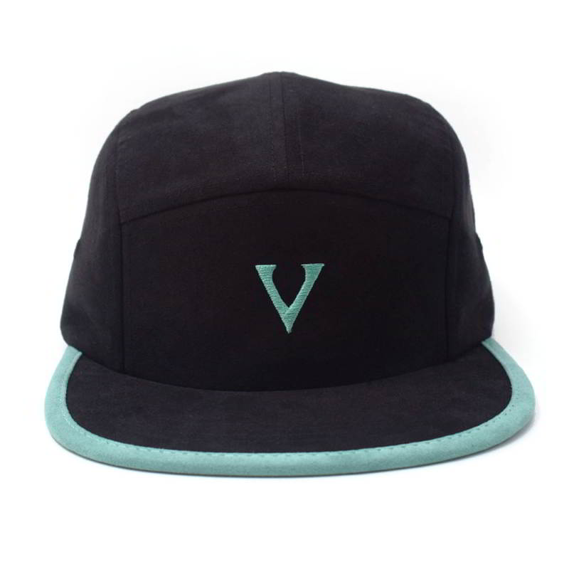 custom plain vfa black suede 5 panels snapback hats