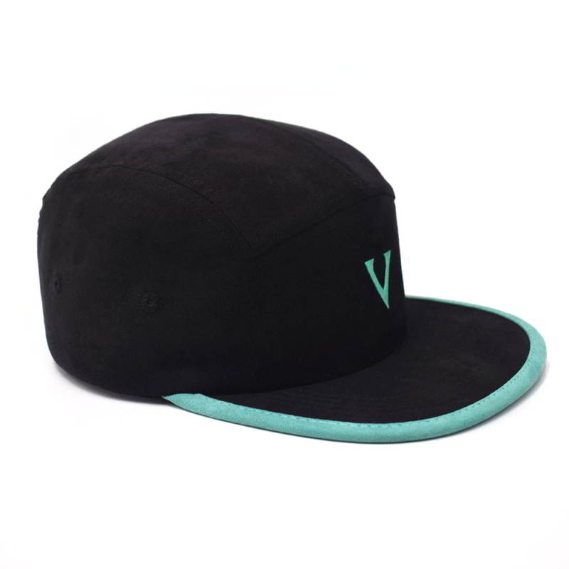 custom plain vfa black suede 5 panels snapback hats