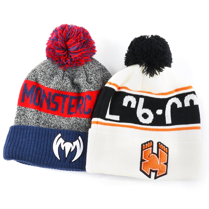 προσαρμοσμένα χειμωνιάτικα καπάκια σχεδιασμού ζακάρ καπέλα με pom pom