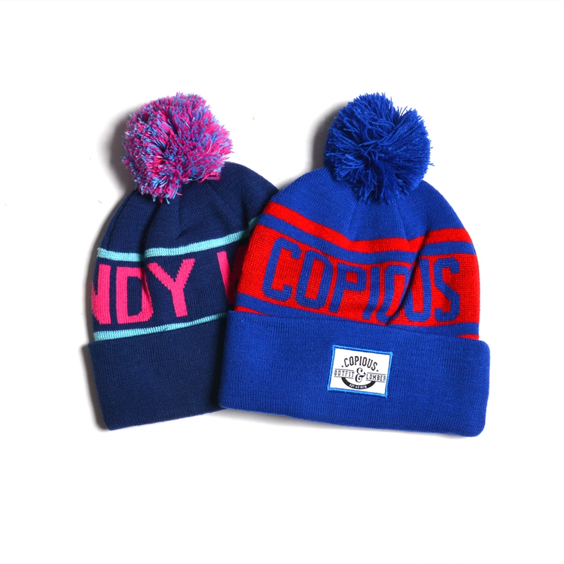 προσαρμοσμένα καπέλα ζακάρ χειμωνιάτικα χειμωνιάτικα με pom pom