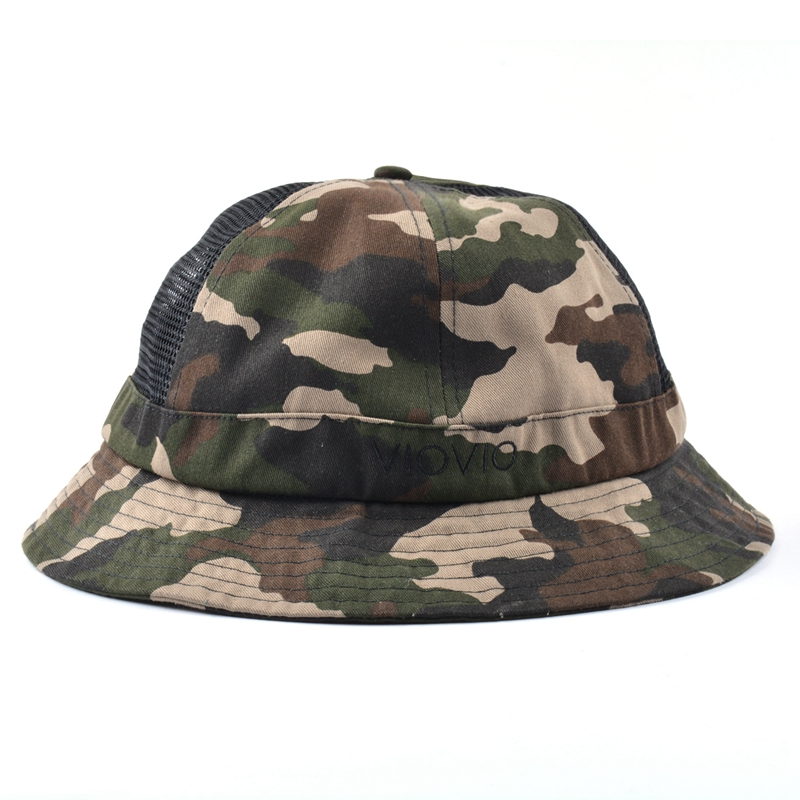 design embroidery mesh camo bucket hats