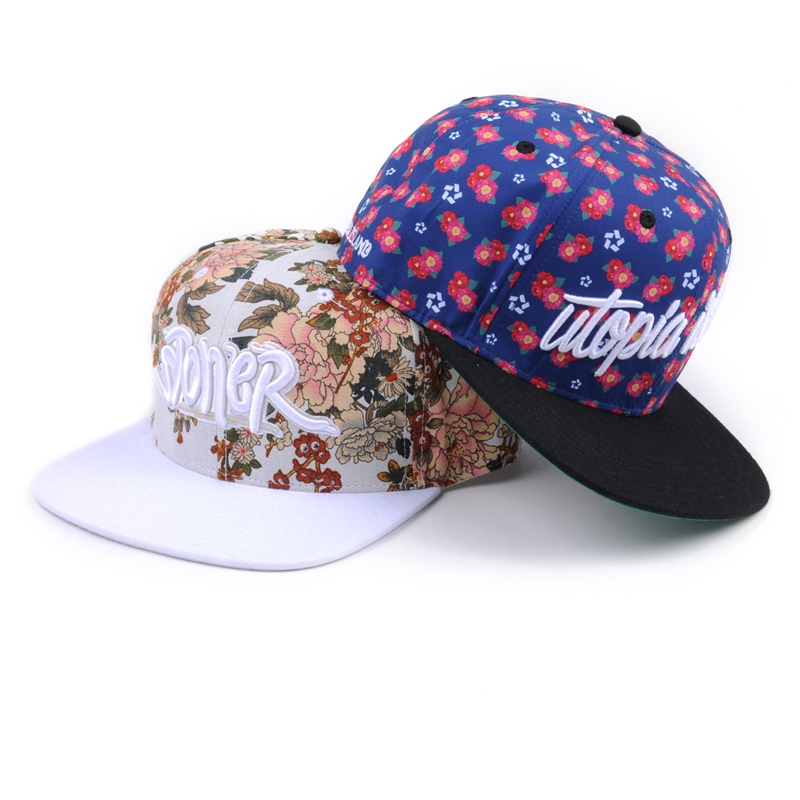 design logo 6 panels printing fabric snapback hats 3d embroidery hats