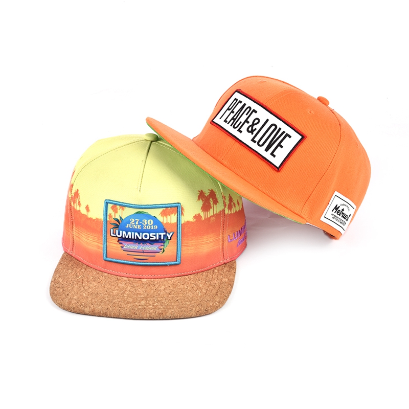 デザインロゴフラットつば平野スナップバックキャップ刺繍ロゴ