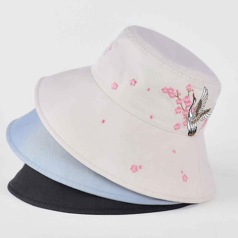 embroidery logo adjustable women bucket hats custom