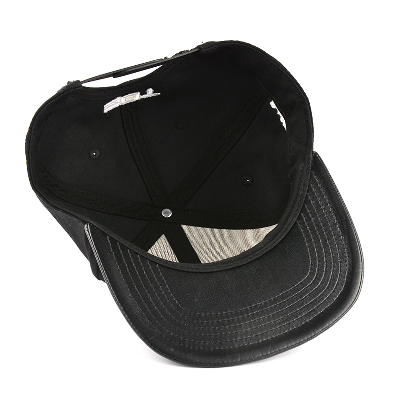 embroidery logo flat bill black snapback caps