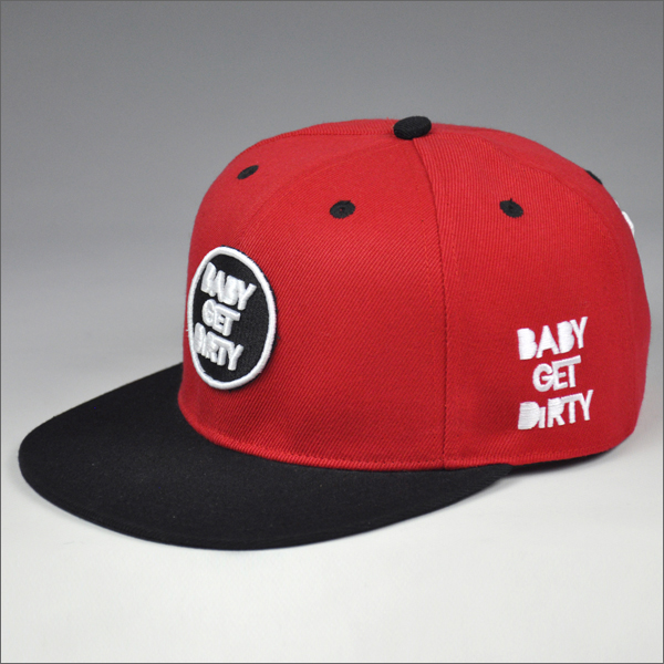 flat bill snap back cap with embroidered patch