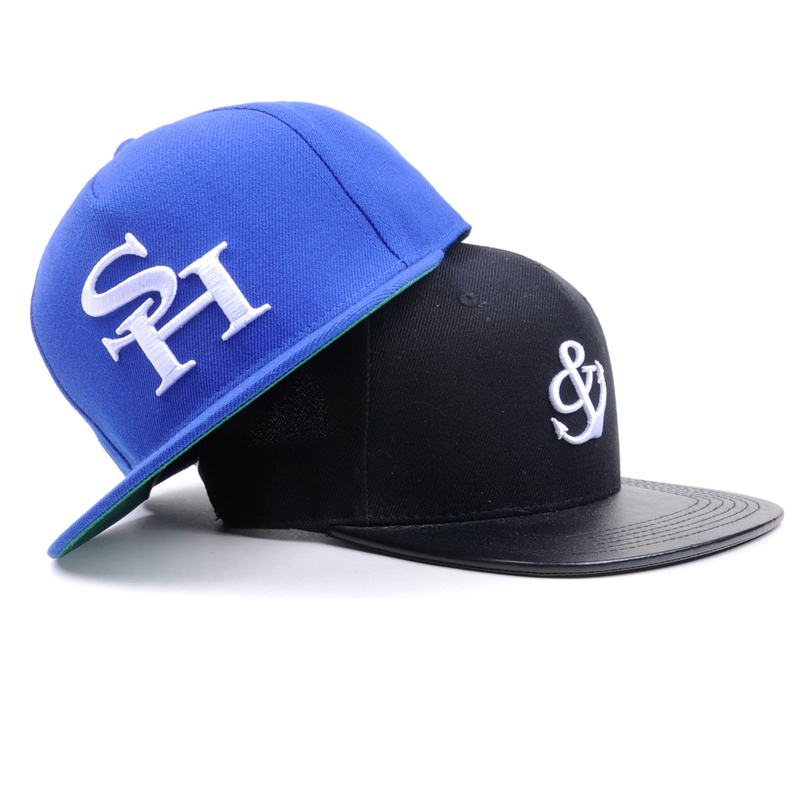 flat brim embroidery 6 panel snapback/baseball hat