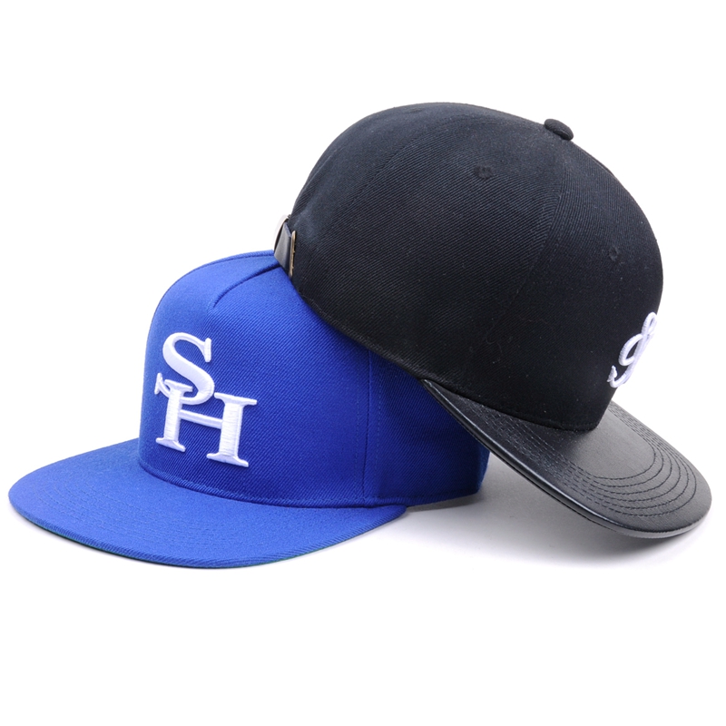 flat brim embroidery 6 panel snapback/baseball hat