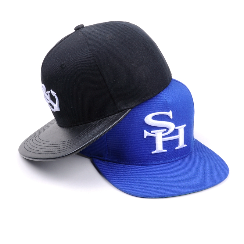 flat brim embroidery 6 panel snapback/baseball hat