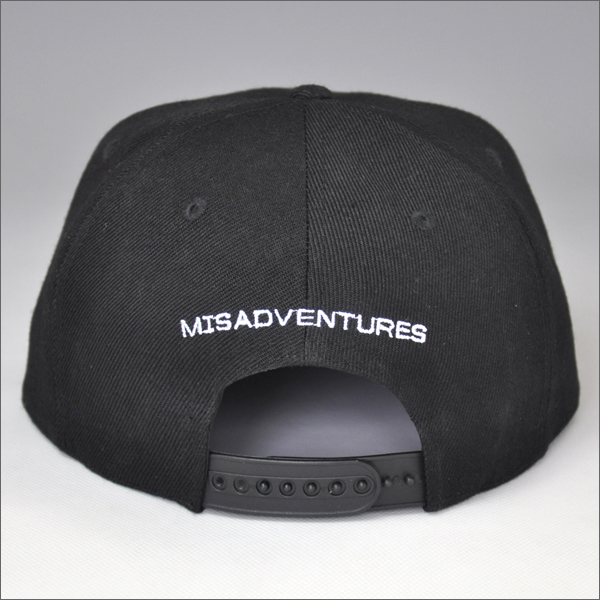 flat embroidery black snapback hat