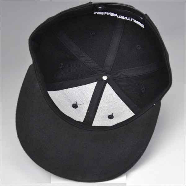 flat embroidery black snapback hat