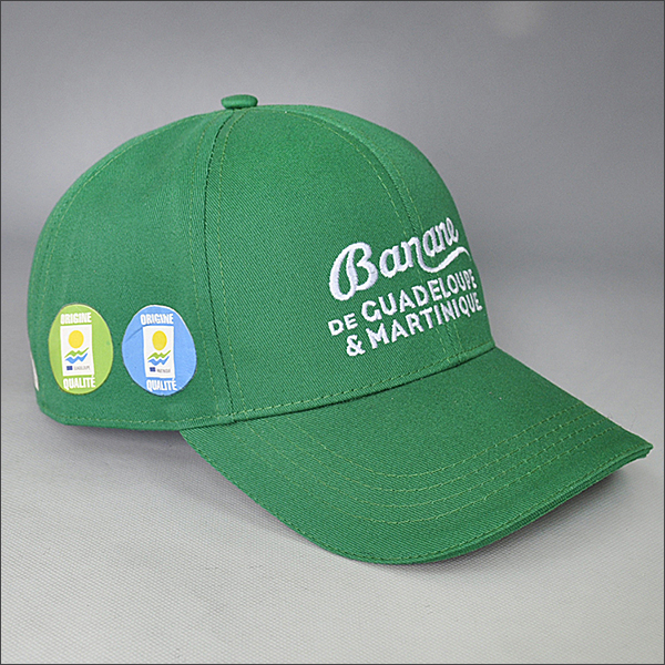 heat-transfer printed baseball cap with green sandwish brim