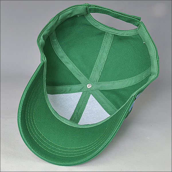 heat-transfer printed baseball cap with green sandwish brim