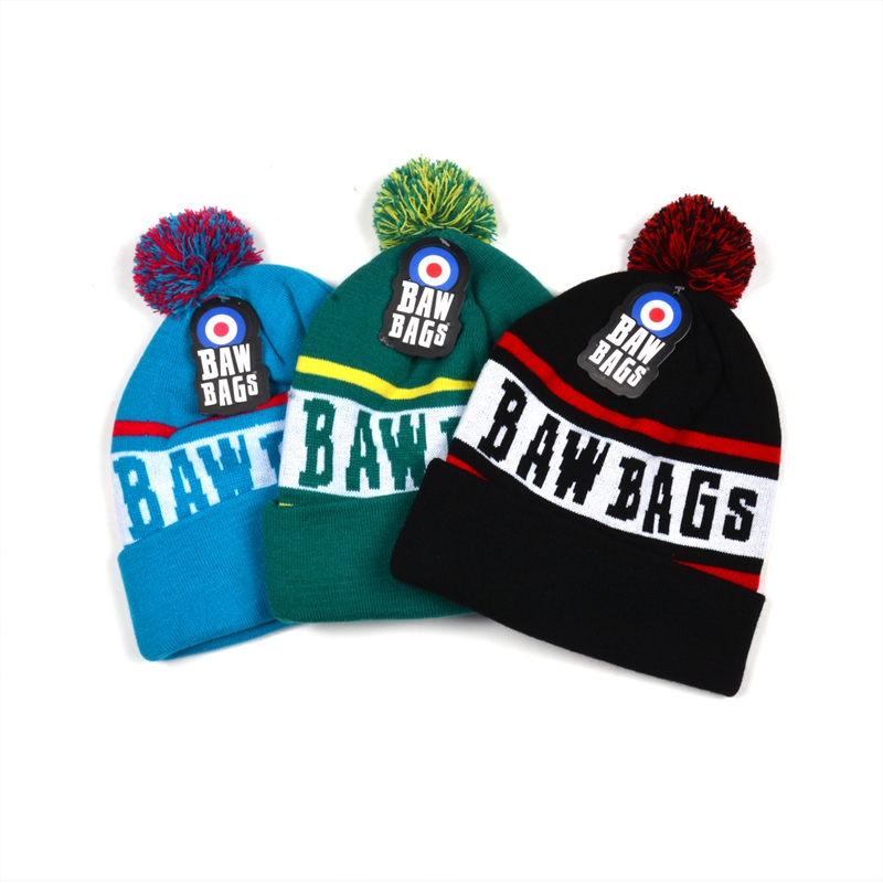 jacquard winter knit beanies pom