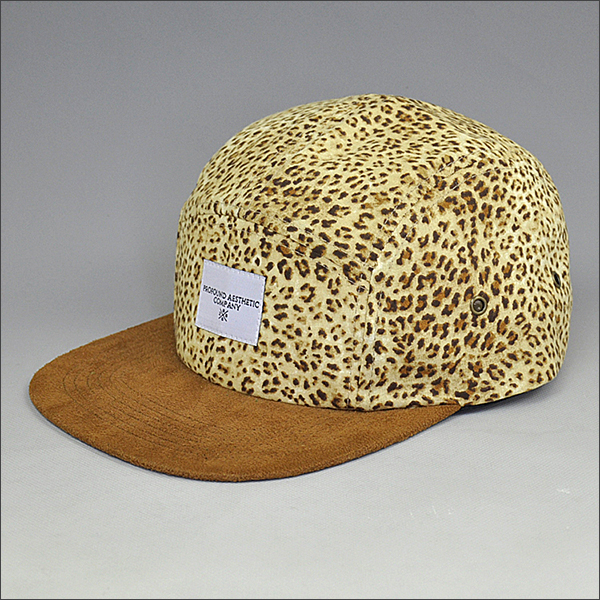 leopard leather strap snapback hat