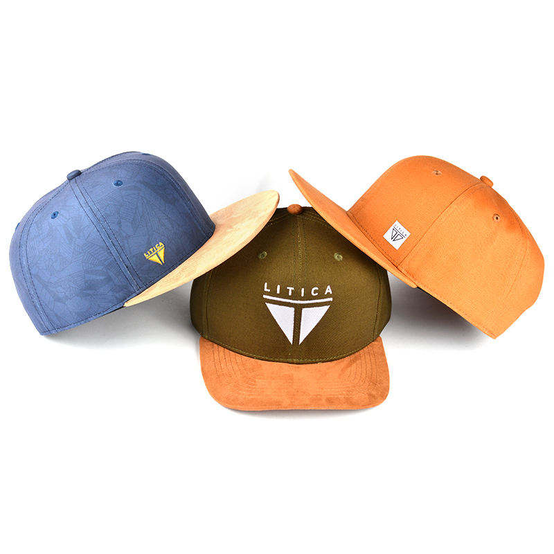plain 6 panels flat brim snapback caps custom