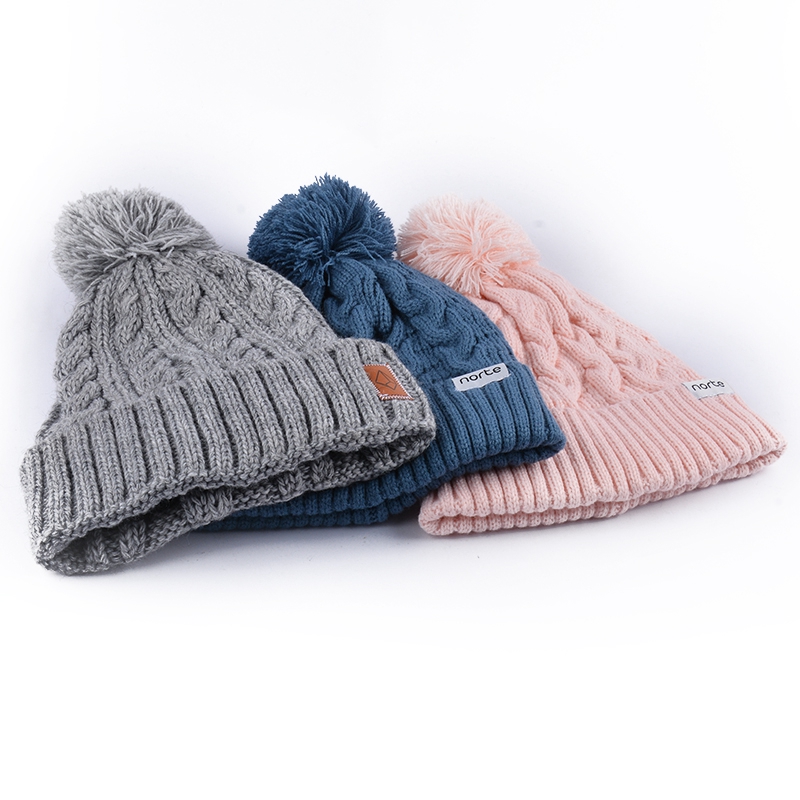 plain pom pom winter beanies knitted hats custom