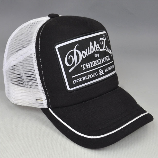 plain white and black trucker cap