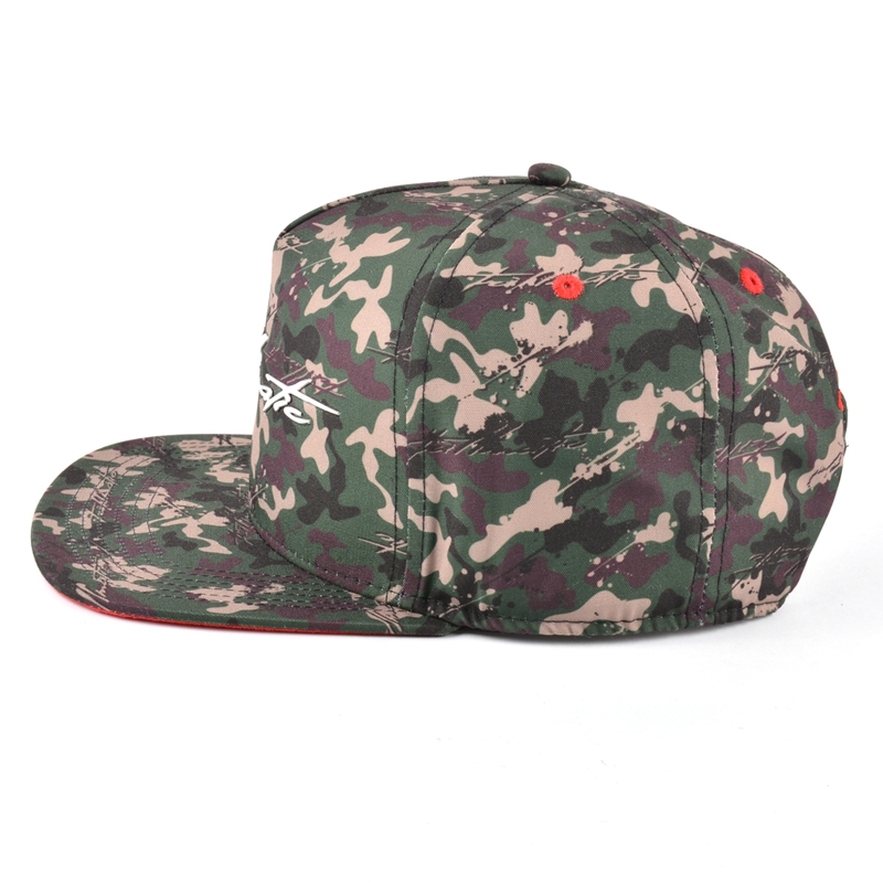 printed camo metal patch snapback hats design