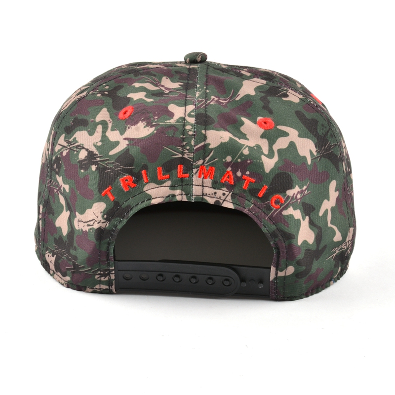 printed camo metal patch snapback hats design