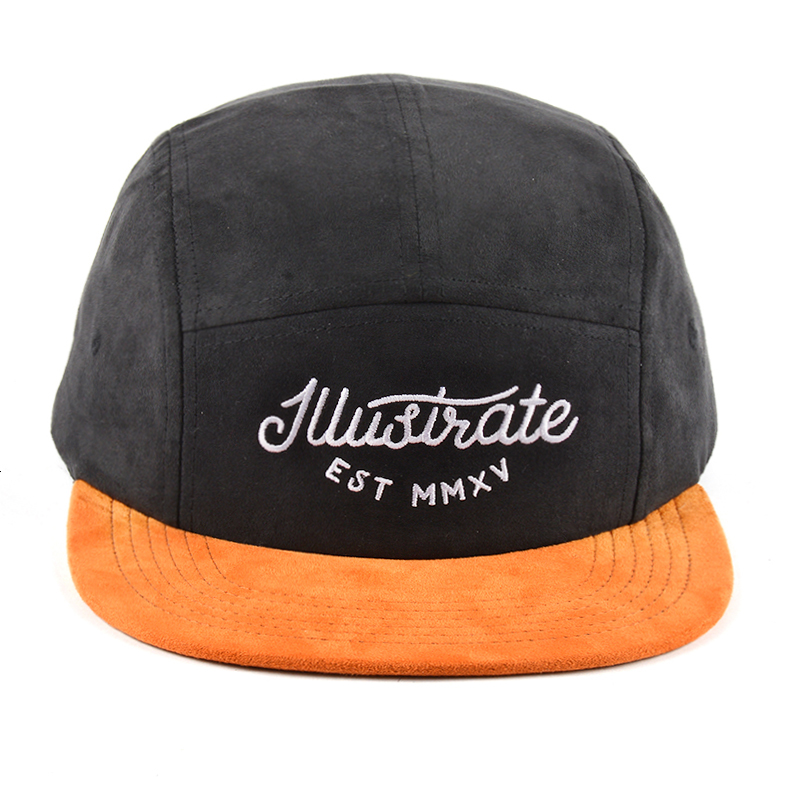 two tone suede 5 panels cap design embroidery wholesale