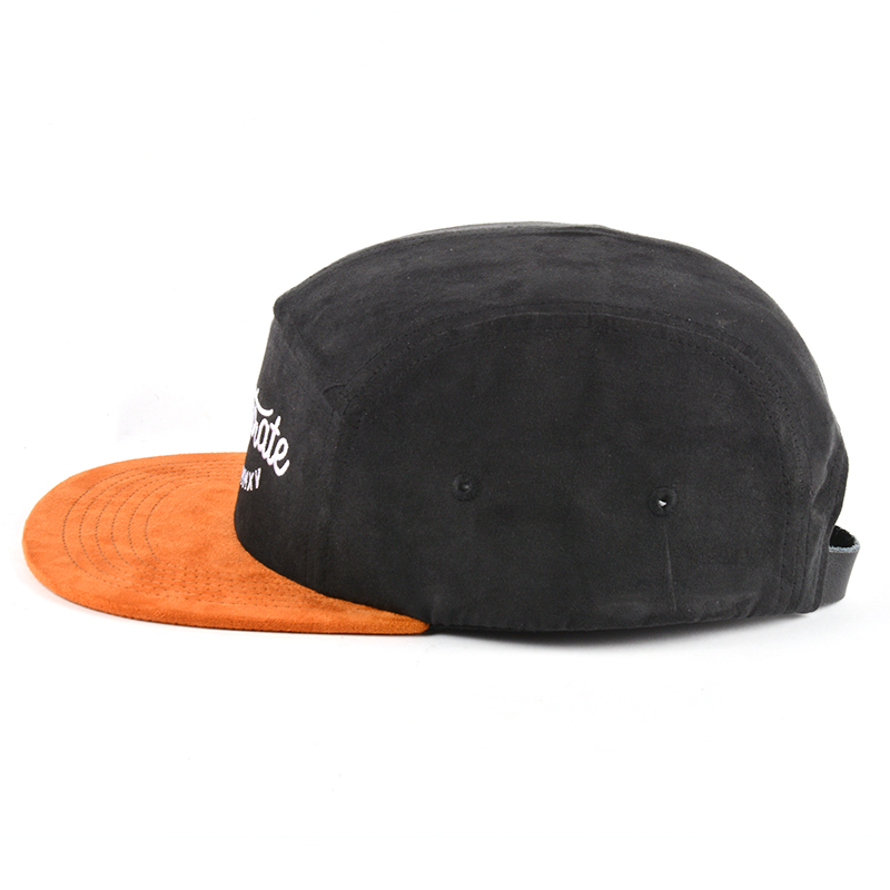 two tone suede 5 panels cap design embroidery wholesale