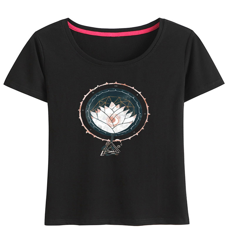 women’s cotton spring lotus graphic print t shirt