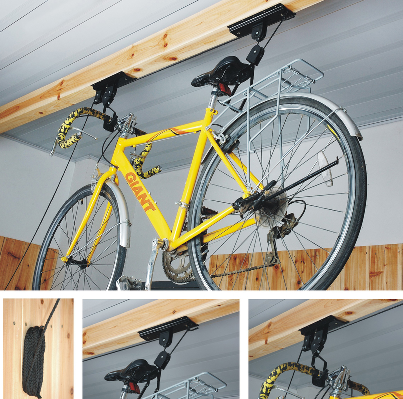 Accesorios para bicicletas Colgador de Polea de techo Alzamiento de almacenamiento Gancho de garaje Elevador