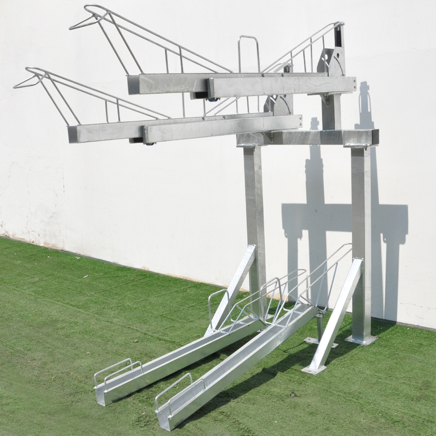 porcelana Estante de almacenamiento de bicicletas de acero de capacidad múltiple para taller duradero de doble piso montado en el piso fabricante Estante de almacenamiento de bicicletas de acero de capacidad múltiple para taller duradero de doble piso montado en el piso