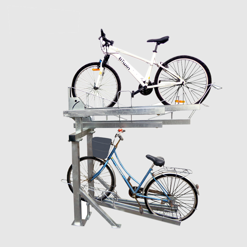 porcelana Bastidores de soporte de estacionamiento de bicicletas de doble cubierta personalizados de gran oferta de capacidad múltiple fabricante Bastidores de soporte de estacionamiento de bicicletas de doble cubierta personalizados de gran oferta de capacidad múltiple
