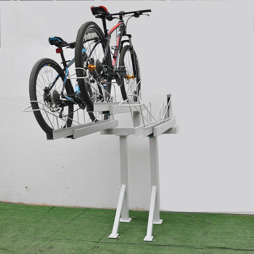 Rastrelliera per parcheggio verticale per bici a 2 livelli verniciata a polvere