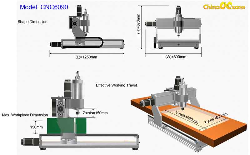 CNC 6090 Dimension