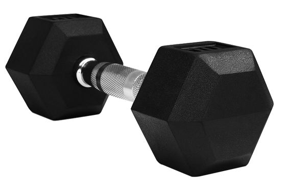 Haltère recouvert de caoutchouc hexagonal