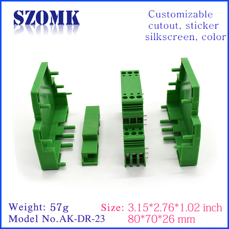 Nylon UL-94-V0 PA66 Cassette module combination housing Standard din rail type electrical Enclosure Industrial control box din rail junction box AK-DR-23/ 80*70*26mm