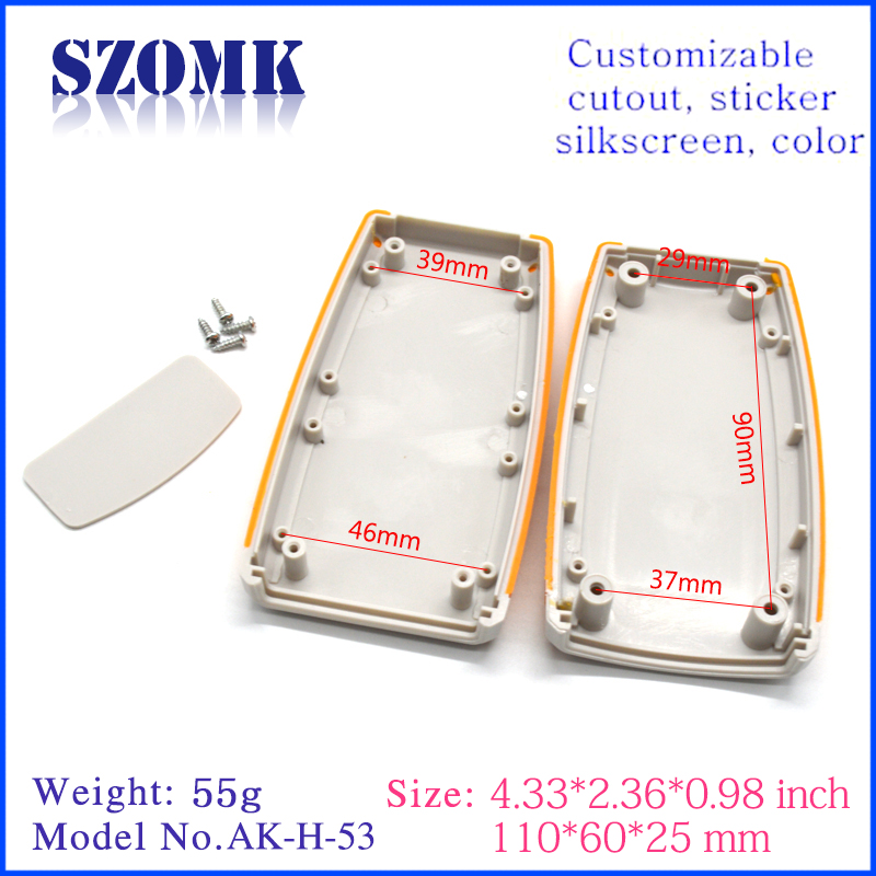 ABS handheld plastic enclosure electronics pcb box AK-H-53 110*60*25mm