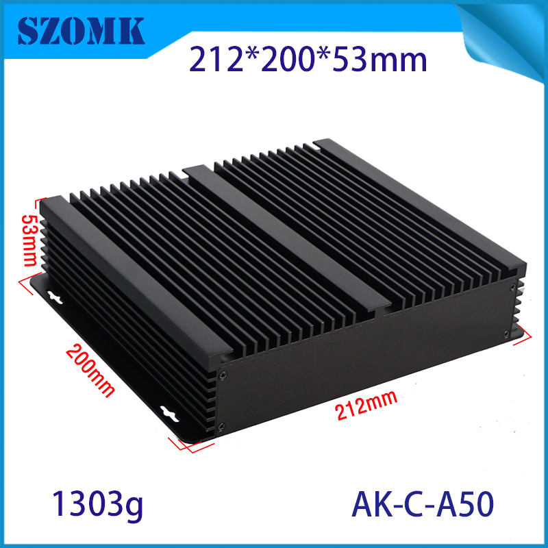 Custom length Anodizing Black color Extrusion Aluminum enclosures Custom Aluminum electronic case 53*212*200mm