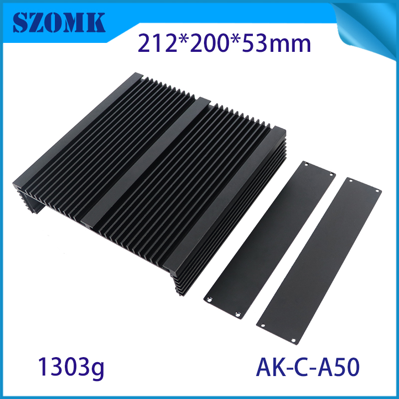 Custom length Anodizing Black color Extrusion Aluminum enclosures Custom Aluminum electronic case 53*212*200mm