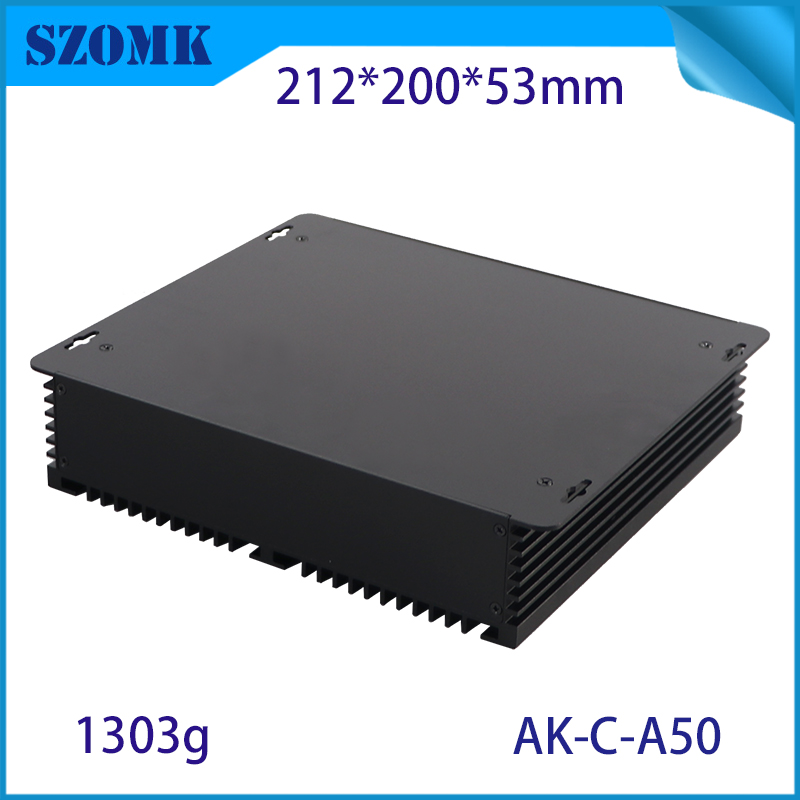 Custom length Anodizing Black color Extrusion Aluminum enclosures Custom Aluminum electronic case 53*212*200mm