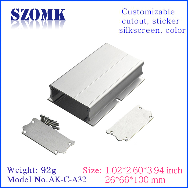 Customization Manufacture Various aluminium metal cnc aluminium extruded case AK-C-A32 26 X 66 X 100mm
