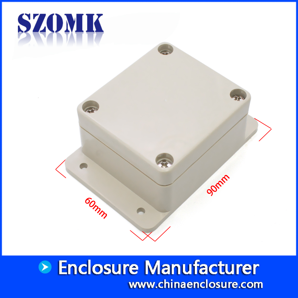 IP65 Waterproof plastic box with flanges medium size for pcb and eletronics AK-B-19 100*100*40mm