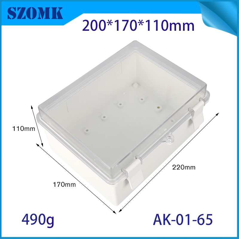 IP66 AK-01-65  200*170*110 mmABS plastic power supply security monitoring waterproof box electronic instrument housing outdoor hinged flip cover rainproof outlet box