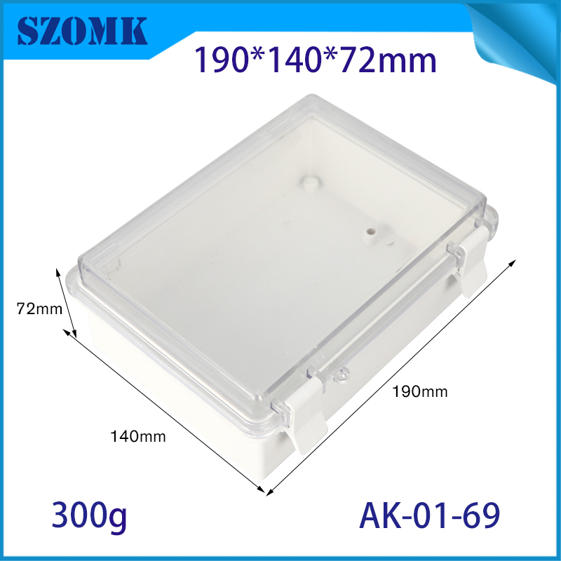 IP66 AK-01-69 190*140*72 mm ABS Kunststoff Stromversorgungssicherheit Überwachung Wasserdichte Box Elektronische Instrumentengehäuse Außenscharnier Flip Cover Regenfischauslassbox