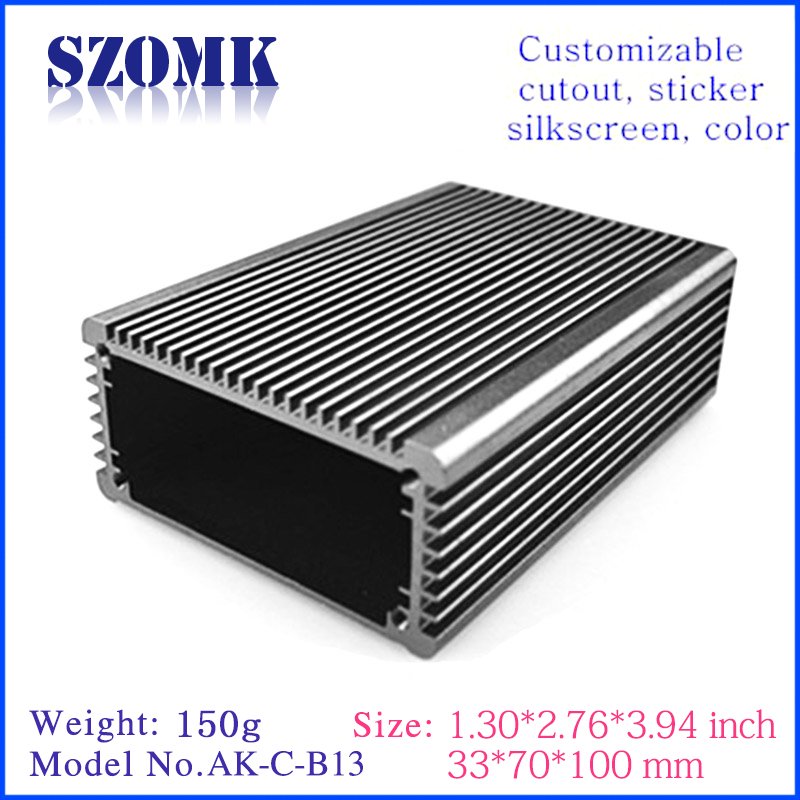 OEM extruded aluminum enclosure industrial heatsink box for PCB AK-C-B13 33*70*100mm