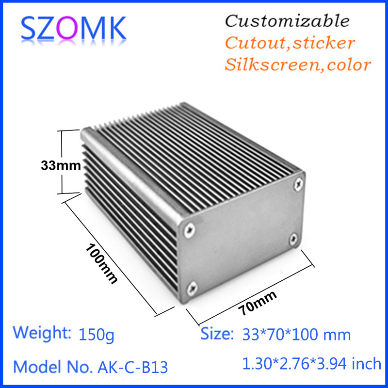 OEM extruded aluminum enclosure industrial heatsink box for PCB AK-C-B13 33*70*100mm