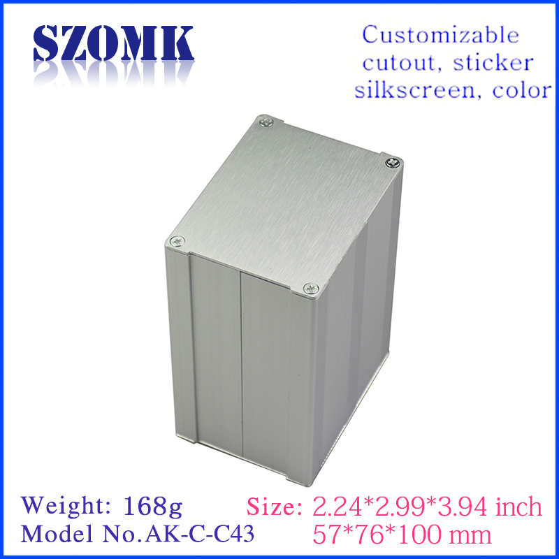 SZOMK colorful anodized extruded aluminum transmitter enclosure 57x76x100 AK-C-C43
